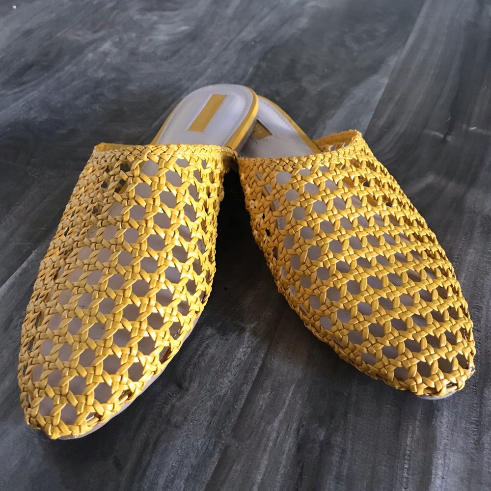 Woven Mustard closed-foe flats - Worn only once